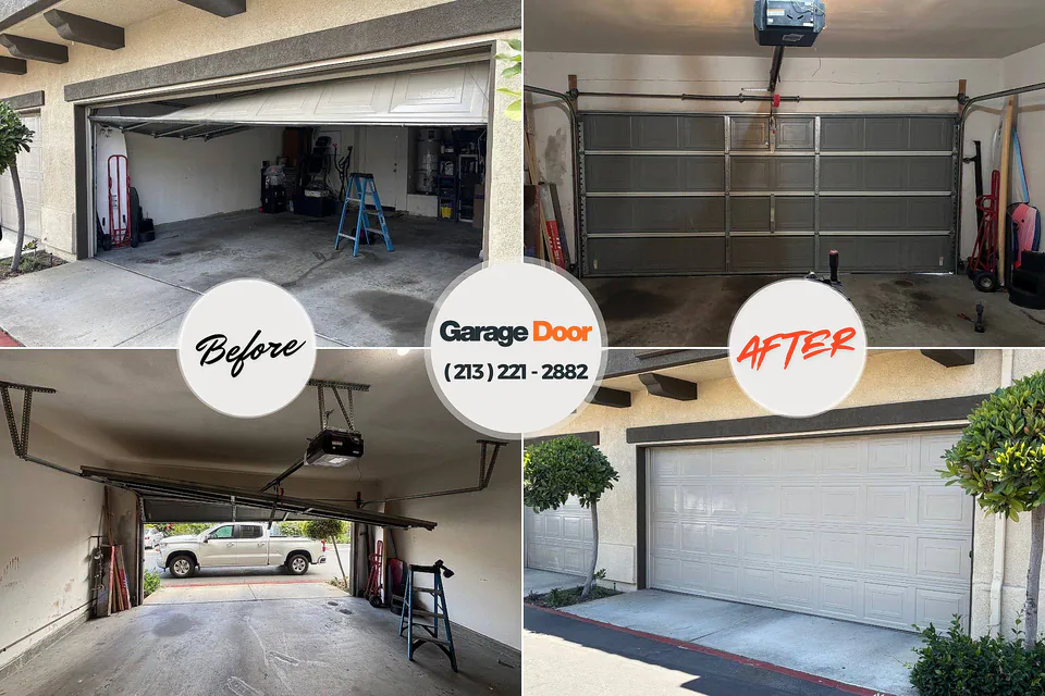 Before and after: garage door repair Brooklyn Heights, OH